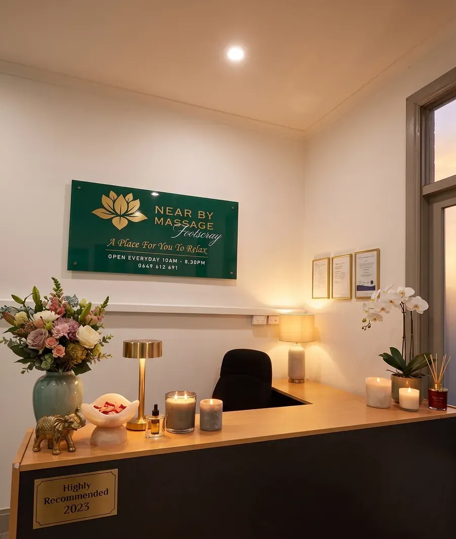 Serene treatment room at Near By Massage Footscray clinic
